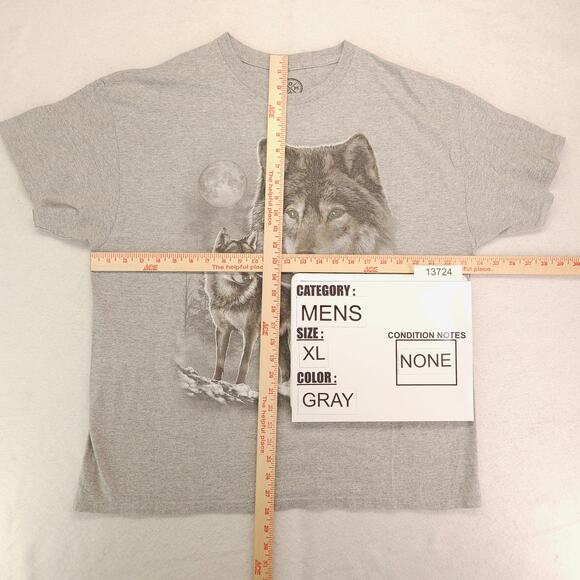 DOM Wolf Close Graphic Short Sleeve T Shirt Mens Size Extra Large XL Gray - Picture 5 of 9